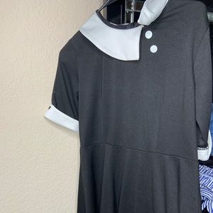 Black dress with white collars